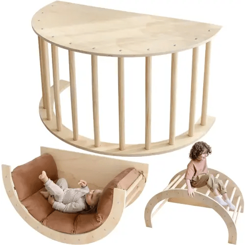Avrsol Arco de escalada Montessori - Mesa sensorial para niños, juego de arco de escalada y almohada, gimnasio de escalada, juguete de madera