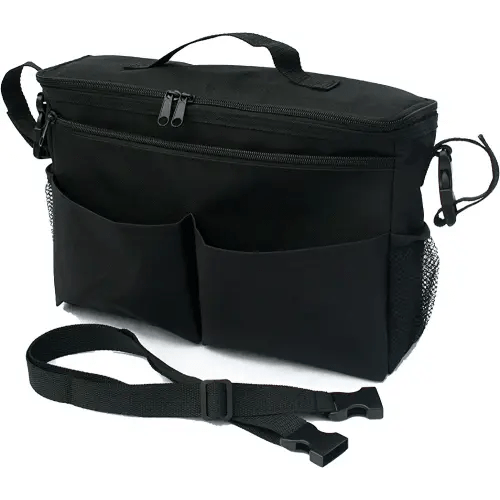 J.L. Childress Cool 'N Cargo Stroller and Wagon Cooler and Organizer - Universal Fit - Insulated - Attaches to Strollers, Wagons, Walkers and Wheelchairs - Large Capacity - Black