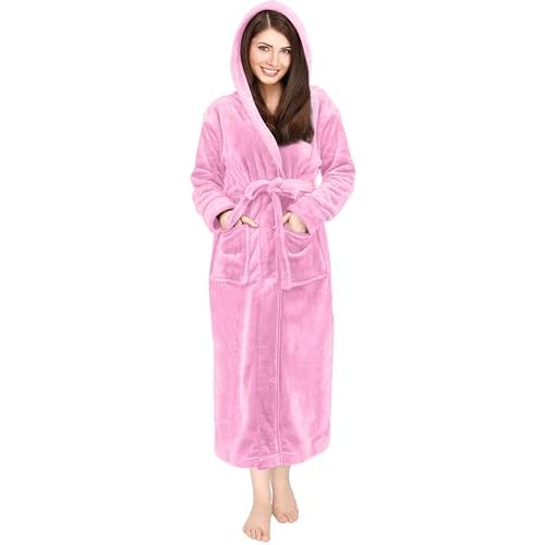 NY Threads Premium Womens Robe with Hood, Plush Fleece Long Bath Robe for Women, Fluffy Soft Women's Bathrobe