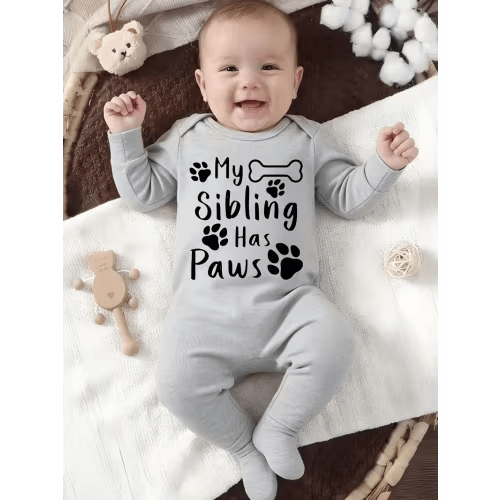sibling paws baby long sleeve romper outdoor - Temu