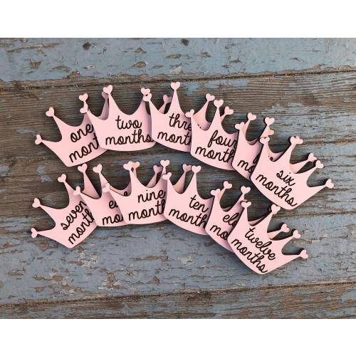 Wooden Monthly Marker, Princess Crown Baby Milestone cards, Baby Shower Gift, Baby Milestone Photos, New Baby Gift, Wooden Crown Photo Prop