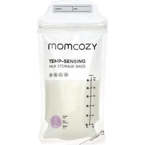 Momcozy Breastmilk Storing Bags, Temp-Sensing Discoloration Milk Storing Bags for Breastfeeding, Disposable Milk Storage Bag with 6 Ounce Self Standing, No-Leak Milk Freezer Storage Pouches, 200pcs