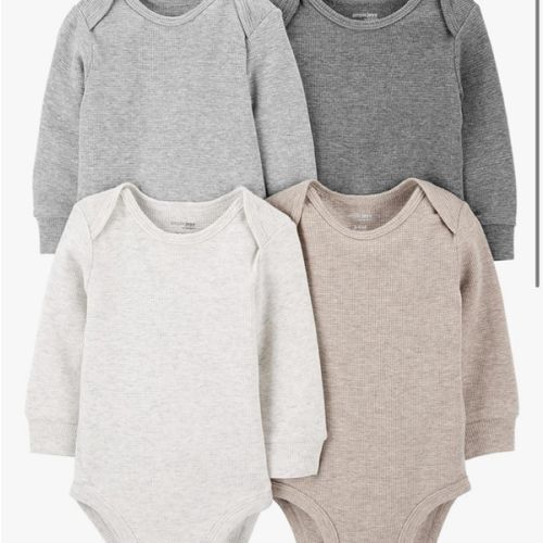 Simple Joys by Carter's Baby 4-pack Soft Thermal Long Sleeve Bodysuits