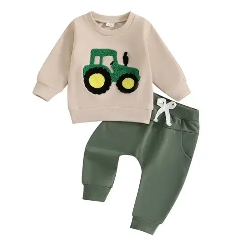 TRACTOR Plush Joggers Outfit - Hazel & Bo