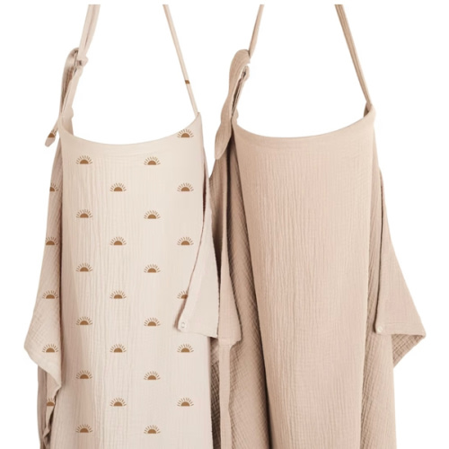 Konssy 2-Pack Muslin Nursing Cover Up for Breastfeeding Moms with Rigid Hoop, 100% Cotton, Lightweight & Breathable Breastfeeding Cover, Adjustable & Comfort