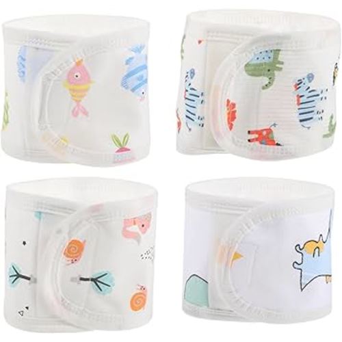 Healifty 4Pcs Baby Belly Band for Newborns Soft Breathable Cotton Babies Infant Umbilical Belt Cords Wrap Cover for Colic Relief and Warmth Toddler Abdomen Protection Band 0-12 Months