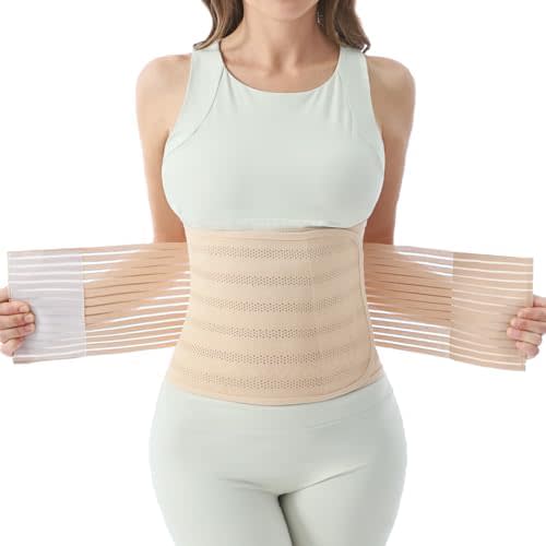 Postpartum Belly Band for Women: Abdominal Binder Post Surgery Compression Support Belt - Waist Trainer Girdle C Section Wrap