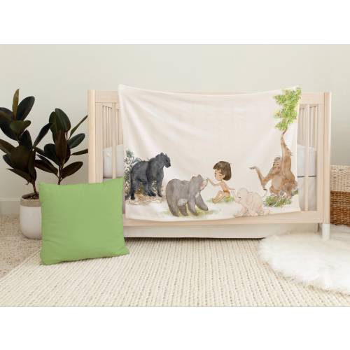 Jungle Boy & Friends Baby Minky, Girl Story Book Throw, Bear / Monkey / Elephant Nursery Decor, Monthly Photo Blanket, Gender Reveal Present