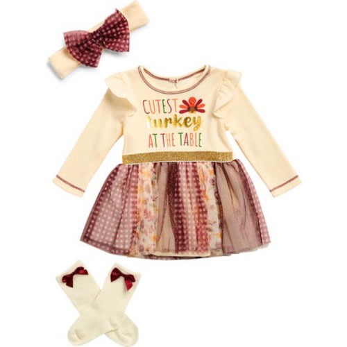 BABY STARTERS Cutest Turkey Dress, Headband & Socks Set | Nordstromrack