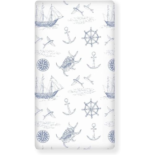 Yachts Seagoing Vessel Fitted Crib Sheet Nautical Style Baby Crib Sheet Fit Standard Crib and Toddler Mattress,Crib Mattress Sheets for Boys Girls 28"x52"