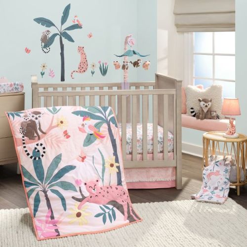 Lambs & Ivy Enchanted Safari Leopard/Lemur Jungle 3-Piece Baby Crib Bedding Set