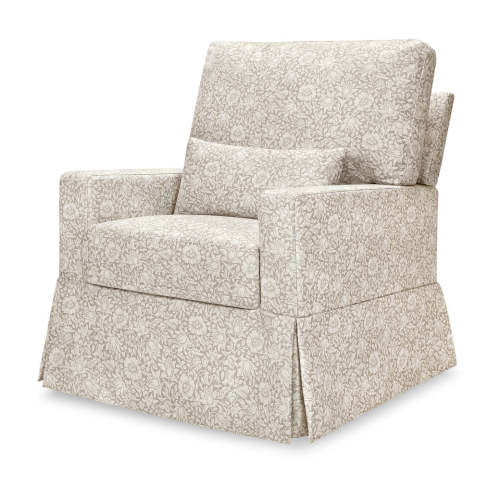Crawford Pillowback Comfort Swivel Glider - Morris & Co. x Namesake Mallow in Ash Performance Eco-Weave