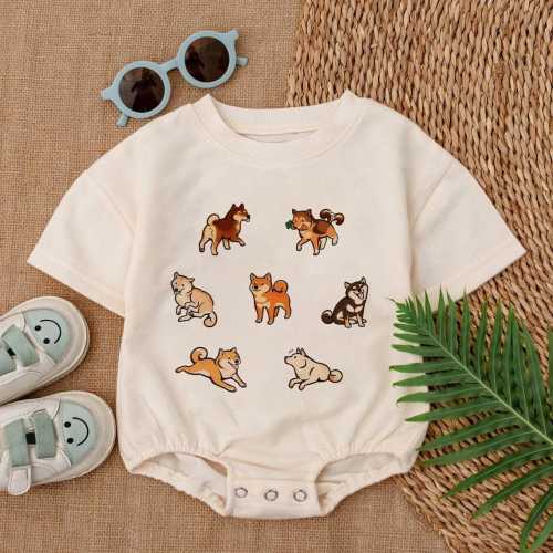 Cute Shiba Inu Dog Multi-Pose Baby Romper, Shiba Lover Infat Bodysuit, Japanese Dog Breed Outfit, Baby Shower Gift, Dog Mom Dog Dad Gift