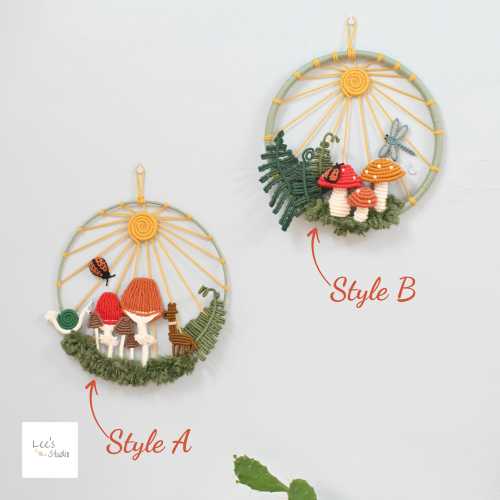 Macrame Mushroom Dreamcatcher: Woodland Nursery Wall Hanging