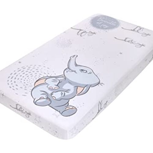 Disney Dumbo Sweet Little Baby Light Blue and White Storks "Bundle of Joy" 100% Cotton Photo Op Nursery Fitted Crib Sheet