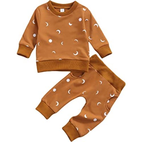 Ledy Champswiin 2pcs Winter Newborn Baby Boy Clothes Infant Dinosaur Print Outfit Ribbed Long Sleeve Tops Pants Set