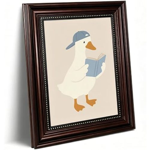 Framed Silly Goose Nursery Picture Wall Art Cute Duck Reading Decor Print