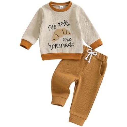 Toddler Baby Boy Thanksgiving Outfit My Rolls are Homemade Turkey Sweatshirt and Knit Pants Set 2Pcs Fall Clothes