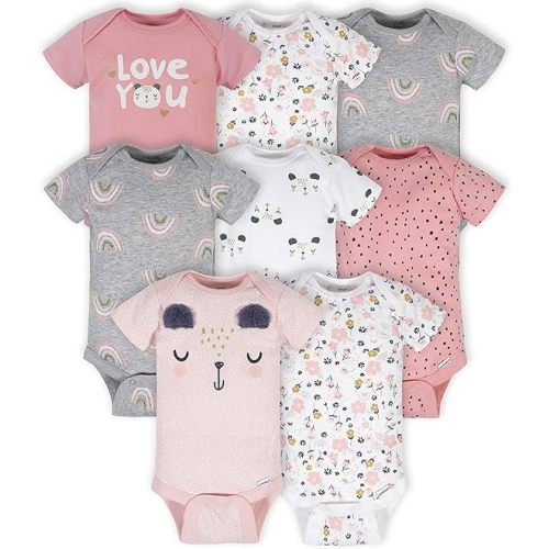 Gerber Baby Girls' 8-pack Short Sleeve Onesies Bodysuits