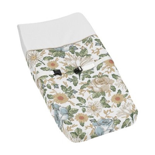 Sweet Jojo Designs Girl Changing Pad Cover Vintage Floral Blue and Yellow
