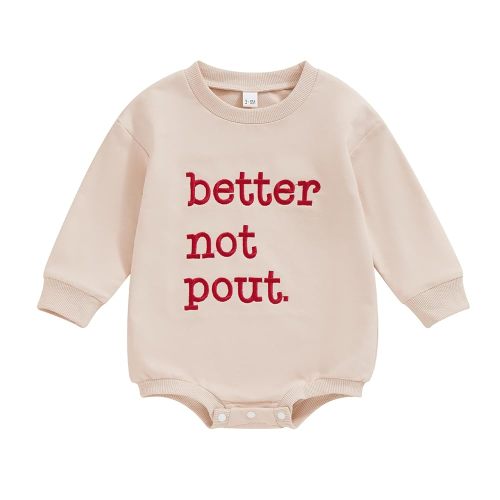 Baby Girl Boy Cute Letter Gingerbread Man Embroidered Sweatshirt Romper Infant Newborn Christmas Outfit