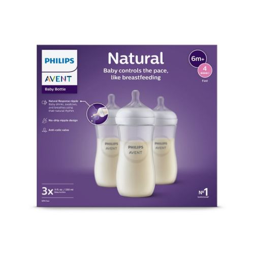 Philips Avent Natural Baby Bottles with Response Nipples - 11oz/3pk