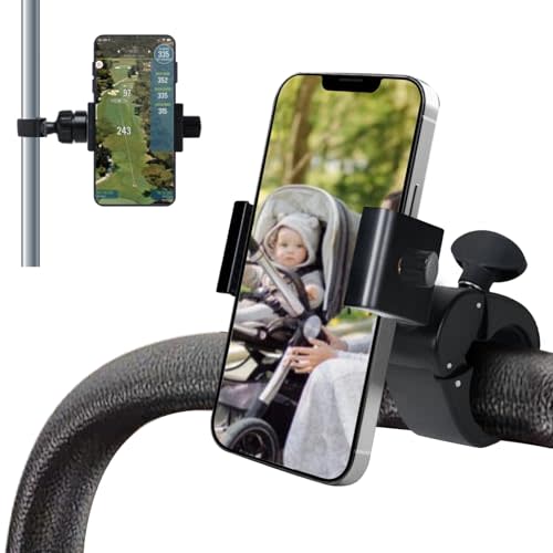 ONEDONE Stroller Phone Holder Universal Phone Holder for Stroller Golf Cart Bike Shopping Carts Scooter Cellphone Mount Horizontal & Vertical Uses Cellphone Clamp Clip