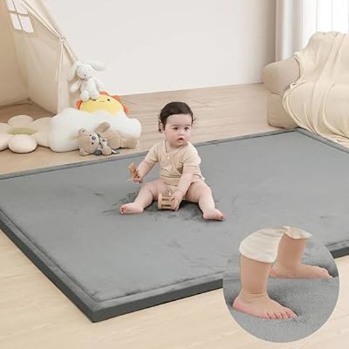Huloo Sleep Large 79"x118" Baby Activity Play Mat Rug for Floor (Dark Gray) | 1.3" Thick Safe for Tummy Time&Crawling,Infants,Toddlers&Kids,Tatami Style for Yoga,Living Room,Classroom,Playroom