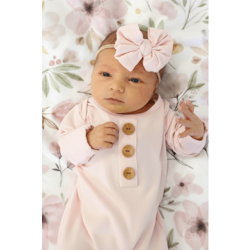 Solid Blush Bamboo Baby Knot Gown & Hat