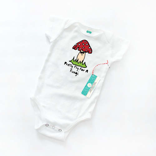 Pretty Fly For A Fungi Mushroom Baby Onesie - Organic Cotton | *25% Off!*