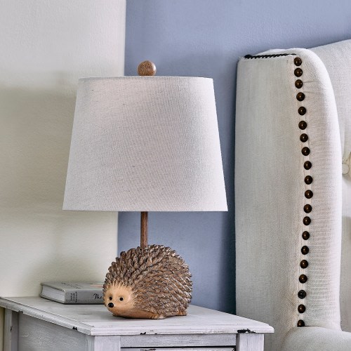 18.5" Brown Textured Resin Hedgehog Table Lamp - 11" x 11" x 18.5"