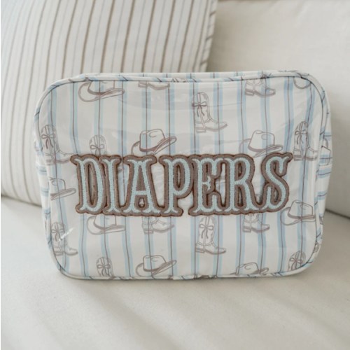 KENZKUSTOMZ - Diapers XL - Western Blues Clear Coat Bag