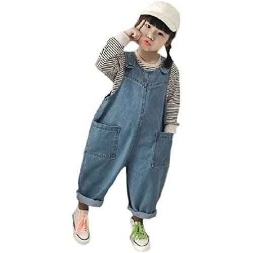 girls Jean Overalls casual denim backpack pants for Kid