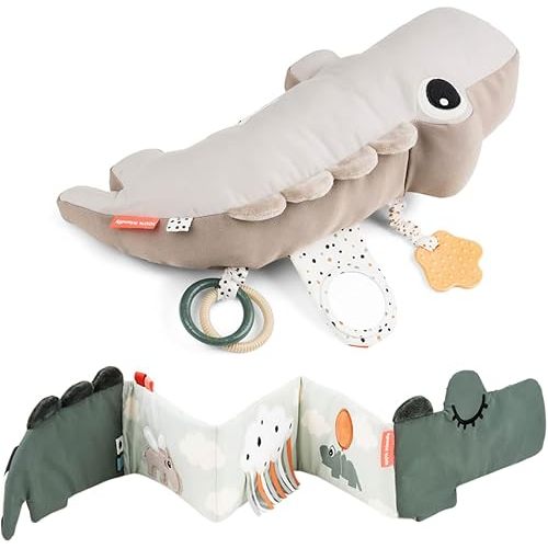 Done by Deer Croco Sand Tummy Time Activity Toy with Fold-Out Soft Book Croco Green