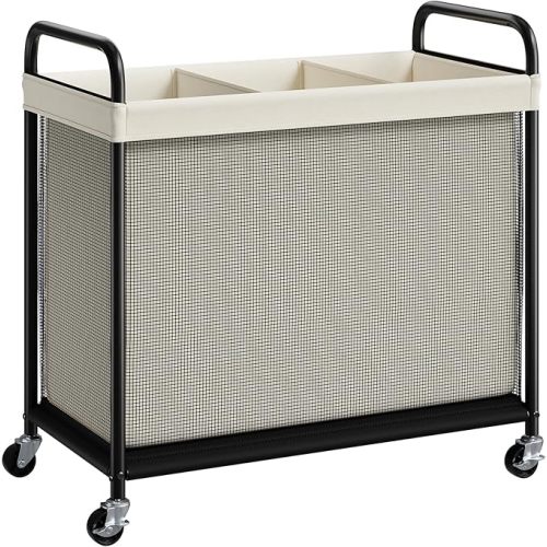 ELYKEN Laundry Hamper 3 Section, 120L Rolling Laundry Sorter with Wheels