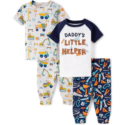 The Children's Place Baby Boys' Snug Fit 100% Cotton Short Sleeve Top and Pants 2 Piece Pajama Set