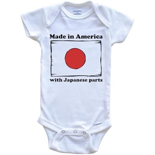 Made in America with Japanese Parts Funny Japan Flag One Piece Baby Bodysuit