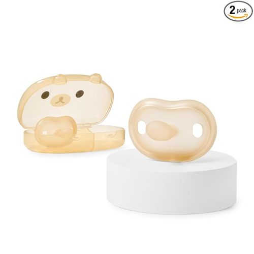 Thyseed Newborn Silicone Pacifier, Ultra-Light One-Piece, Sensitive-Skin Shield, for Breastfed Babies, 0-6 Months, BPA-Free, 2 Pack