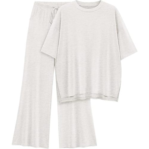 Womens Lounge Set 2026 Summer 2 Piece Outfits Oversized Short Sleeve Tops & Wide Leg Pant Matching Sets Clothing