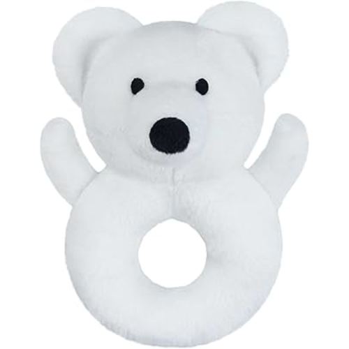 Baby Polar Bear Soft Rattle Toy, Polar Bear Plush Infant Shaker Rattle Easy-Grasp Stuffed Animal Toy, Gifts for Newborns Babies Toddlers Boys Girls, White, 5 Inches