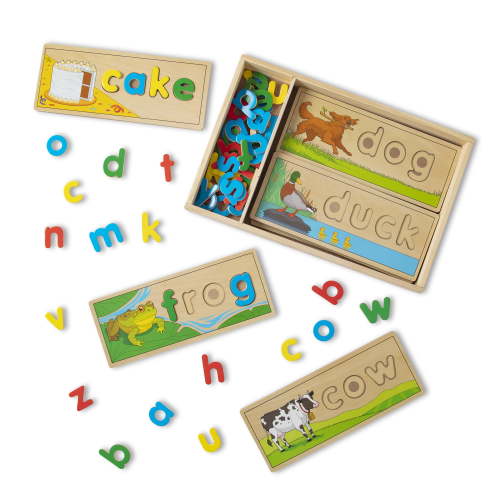Melissa & Doug Wooden See & Spell Preschool Alphabet Toy for Ages 4+