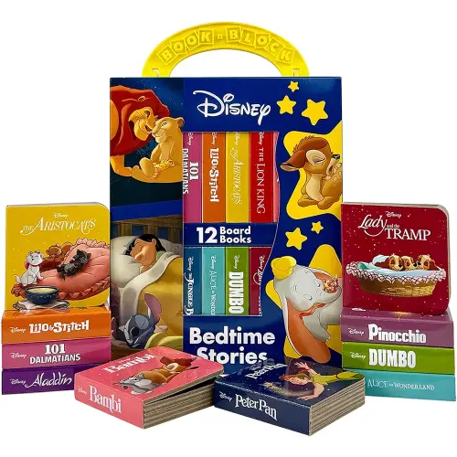Disney Lion King, Lilo & Stitch, and More! – Bedtime Stories My First Library Board Book Block 12-Book Set - First Words, Alphabet, Numbers, and More! - PI Kids