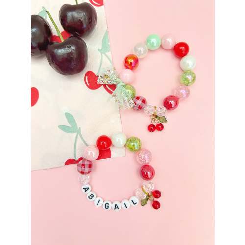 Cherry Kids and Adult Charm Bracelet, Personalized, Custom Name
