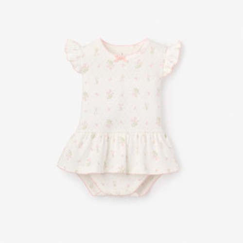 Folklore Floral Organic Cotton Pointelle Bubble Romper – Elegant Baby