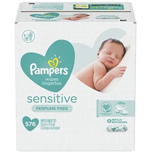 Baby Wipes, Pampers Sensitive Water Based Baby Diaper Wipes, Hypoallergenic and Unscented, 8 Refill Packs (Tub Not Included), 72 each, Pack of 8 (Packaging May Vary) - 576 Count (Pack of 1) - Refill Wipes