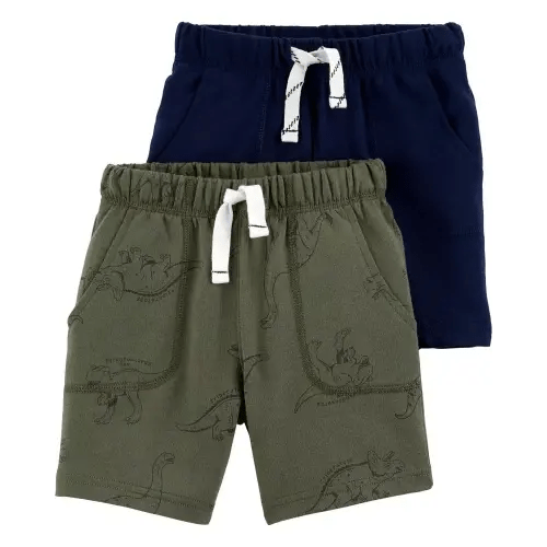 2-Pack French Terry Shorts - Green/Navy