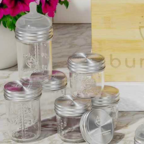 Burrbaby - Zero-Plastic Glass Breast Milk Storage and Bottles