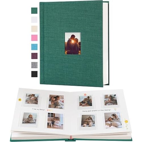 Instax Mini Photo Album with Writing Space, 112 Pockets, Green