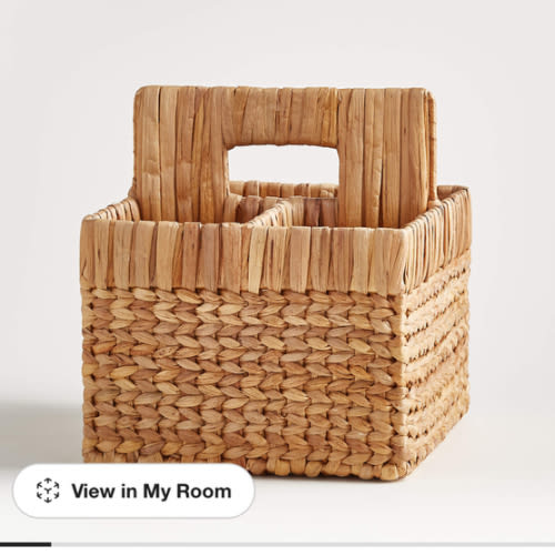 Wonderful Wicker Natural Woven 3-Compartment Diaper Caddy with Handles