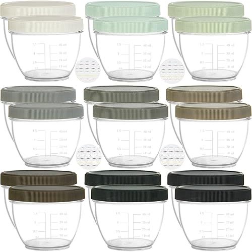Youngever 18 Sets Baby Food Storage, 2 Ounce Plastic Baby Food Containers with Lids and Labels (Urban Colors)
